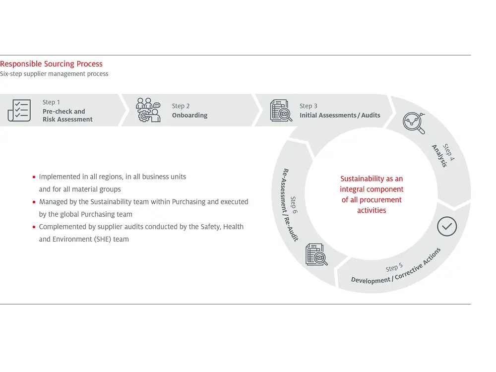 Graphic of responsible sourcing process at Henkel