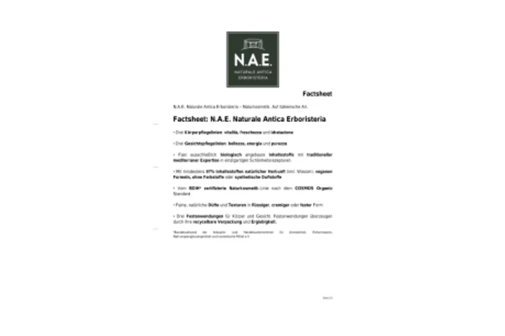 Factsheet N.A.E. Naturale Antica Erboristeria