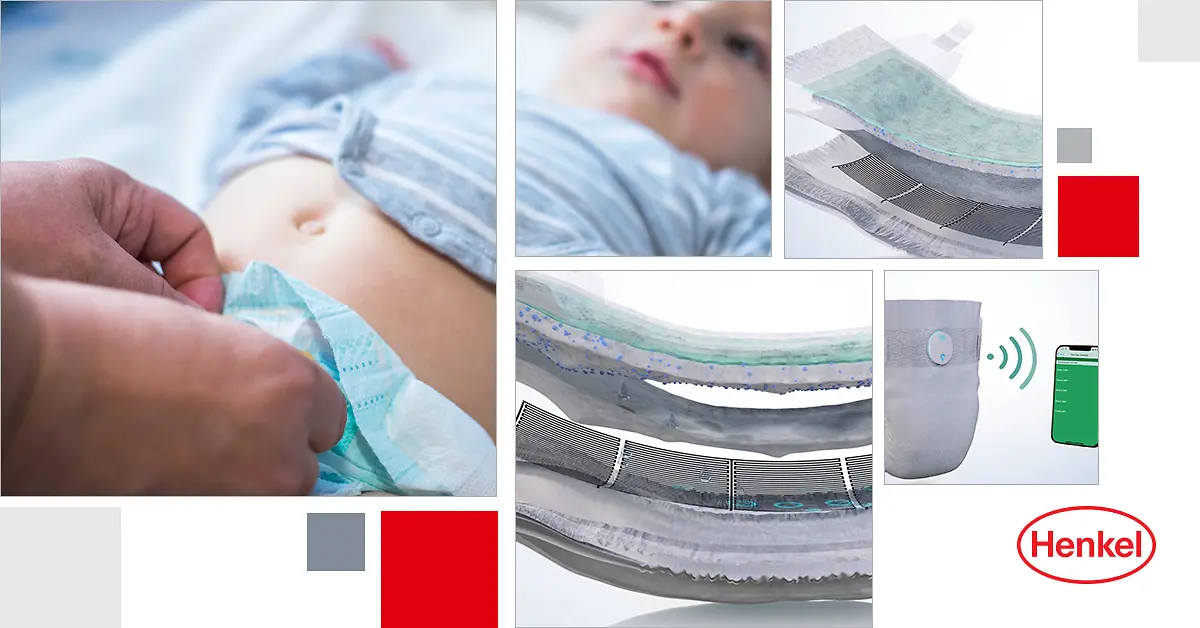 Smart diapers, empowered by Henkel Loctite ECI 7007 carbon-based ink, actively supporting usage efficiency and increased comfort for caregivers and users.