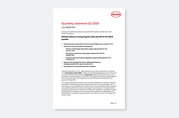 Quarterly Statement Q3 2020