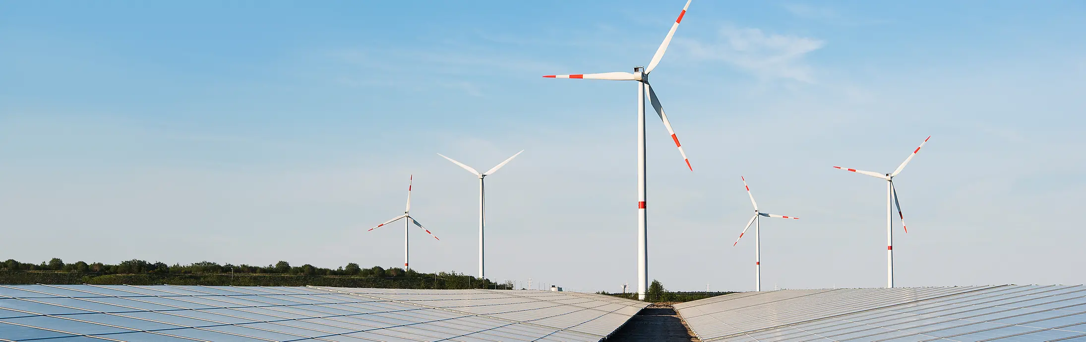 Wind turbines and solar panels