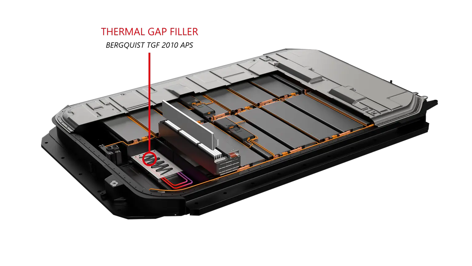 
Bergquist TGF 2010 APS applied between the battery module and the cooling plate.