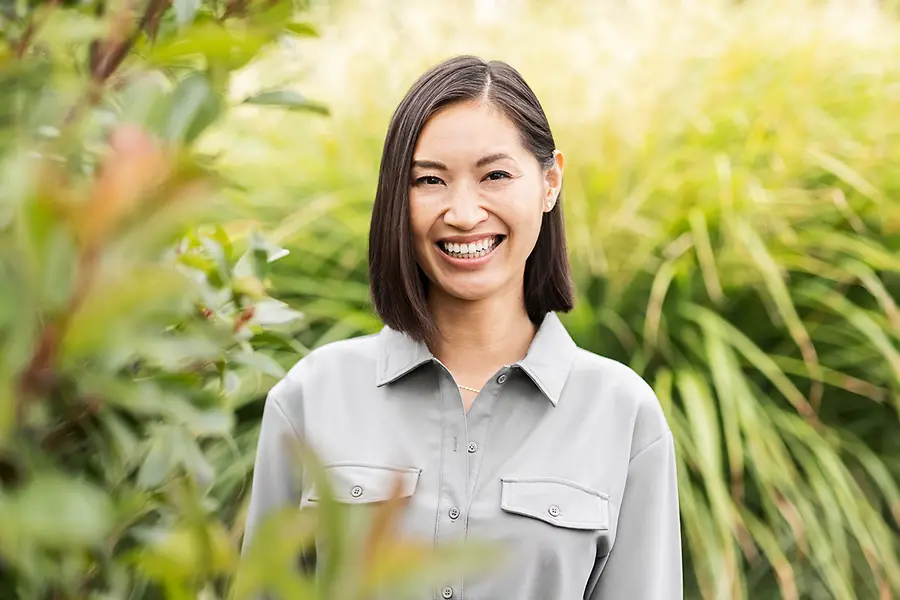 woman smiling into camera