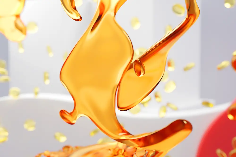 An abstract image of yellow liquid adhesive. 