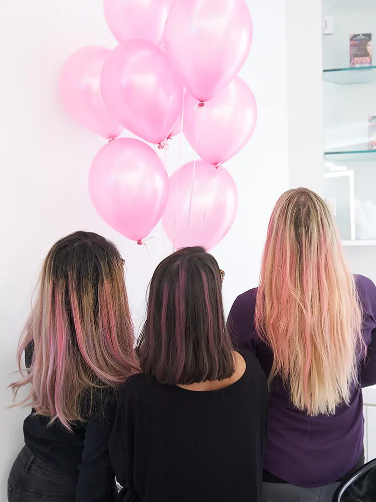 With a donation to the National Breast Cancer Foundation, many participants received pink stripes in their hair, courtesy of Schwarzkopf® brand göt2b® Temporary Pink Hair Chalk.